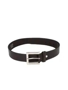 Peter England Men Black Solid Leather Belt