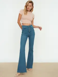 Trendyol Women Blue Bootcut High-Rise Jeans