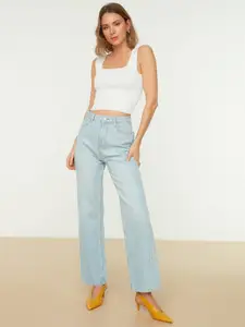 Trendyol Women Blue Solid Cotton Jeans