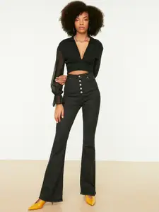 Trendyol Women Black Bootcut High-Rise Jeans