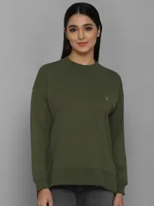 Allen Solly Woman Olive Green Solid Sweatshirt