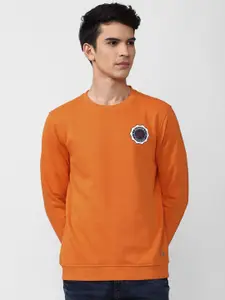Van Heusen ACADEMY Men Orange Cotton Pullover Sweatshirt