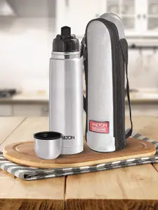 Milton Silver Flip Lid Thermosteel 24 Hours Hot & Cold Water Bottle With Bag -500 ml