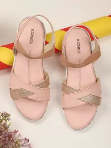 ICONICS Pink Embellished Wedge Heels