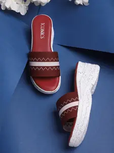 ICONICS Red Woven Design Platform Sandals