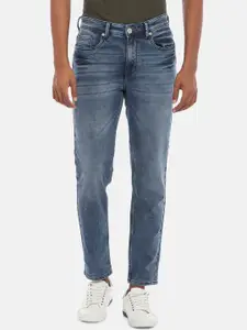 People Men Blue Regular Fit Heavy Fade Stretchable Jeans