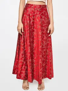 Global Desi Women Red Self-Designed Skirt