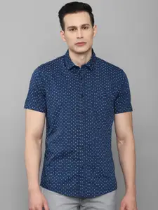 Louis Philippe Jeans Men Blue Slim Fit Printed Pure Cotton Casual Shirt
