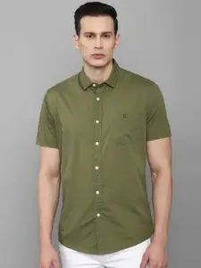 Louis Philippe Jeans Men Olive Green Slim Fit Pure Cotton Casual Shirt