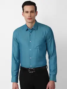 Peter England Men Teal Solid Slim Fit Formal Shirt