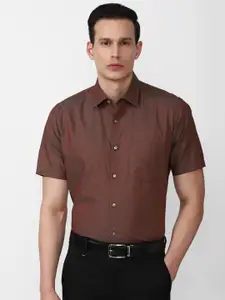 Van Heusen Men Brown Cotton Formal Shirt