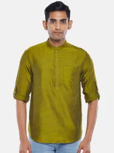 indus route by Pantaloons Men Olive Green Formal Shirt