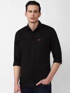 VAN HEUSEN DENIM LABS Men Black Slim Fit Cotton  Casual Shirt