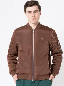 Red Tape Men Brown Polyester Stand Collar Bomber Jacket