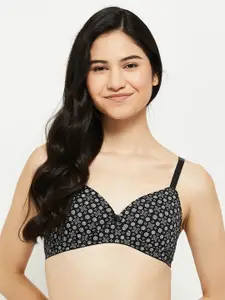 max Women Black & White Floral Lightly Padded & Non-Wired Seamless Bra-WIN22PDNW07CHARCOAL