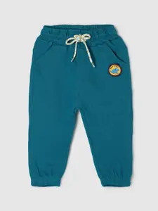 max Boys Teal Solid Pure Cotton Joggers