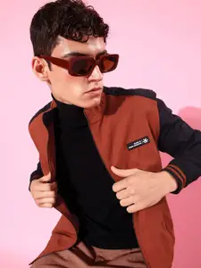 WROGN Men Red & Brown Colourblocked Sporty Jacket