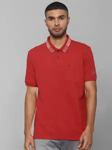 Allen Solly Men Red Polo Collar Cotton T-shirt