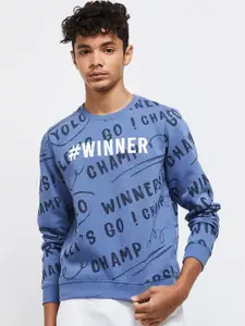 max Boys Blue Printed Sweatshirt