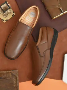 Fentacia Men Brown Solid Leather Formal Slip-Ons