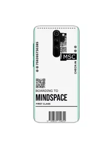 Bewakoof White Mindspace Ticket Printed Xiaomi Redmi Note 8 Pro Mobile Back Case