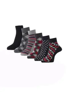 RC. ROYAL CLASS Men Pack Of 6 Patterned Cotton Ankle-Length Socks