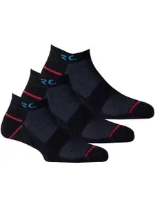 RC. ROYAL CLASS Men Pack Of 3 Black Patterned Ankle-Length Socks