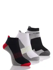 RC. ROYAL CLASS Men Pack of 3 Black & Grey Color-Blocked Ankle-Length Socks