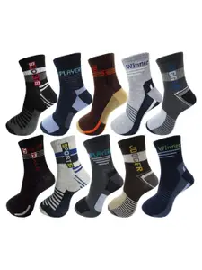 RC. ROYAL CLASS Men Pack Of 10 Patterned Ankle-Length Cotton Socks