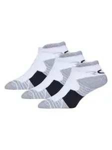 RC. ROYAL CLASS Men White Pack Of 3 Organic Cotton Patterned Ankle-Length Sports Socks