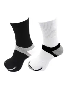RC. ROYAL CLASS Men Pack Of 2 White & Black Patterned Calf Length Socks