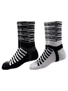 RC. ROYAL CLASS Men Pack Of 2 Black & Grey Patterned Cotton Calf-Length Socks