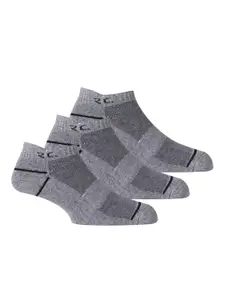 RC. ROYAL CLASS Men Pack Of 3 Grey Patterned Cotton Ankle-Length Socks