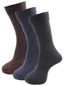 RC. ROYAL CLASS Men Pack Of 3 Multi-Coloured Patterned Calf Length Socks