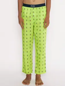 SMUGGLERZ INC. Men Fluorescent Green Printed Cotton Lounge Pant