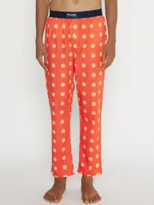 SMUGGLERZ INC. Men Orange & Yellow Printed Cotton Lounge Pant