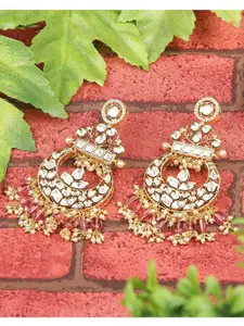AURAA TRENDS White & Gold-Toned Contemporary Chandbalis Earrings