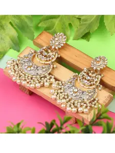 AURAA TRENDS White Contemporary Chandbalis Earrings