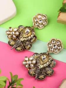 AURAA TRENDS Gold-Toned Contemporary Drop Earrings