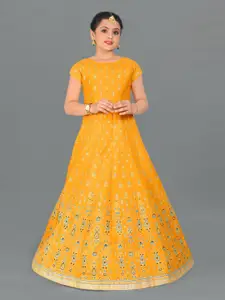 FASHION DREAM Yellow Ethnic Motifs Ethnic Maxi Dress