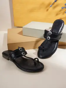 Style Shoes Women Black Ethnic One Toe Flats