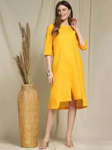 Indifusion Women Yellow A-Line Dress
