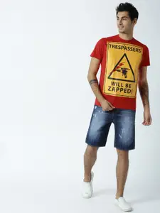 Huetrap Men Red Printed Round Neck T-Shirt