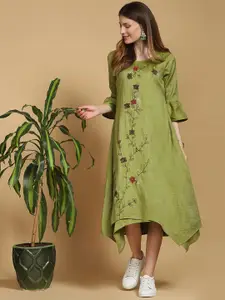 Indifusion Women Embroidered Flared Sleeves Thread Work Dress