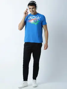 Huetrap Men Blue Printed Round Neck T-shirt