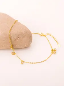 GIVA 925 Sterling Silver Golden Captivating Adjustable Anklet
