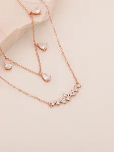 GIVA Rose Gold Sterling Silver Rose Gold-Plated Layered Necklace