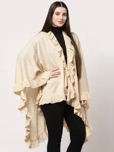 513 Women Beige Open Front Asymmetric Shrug