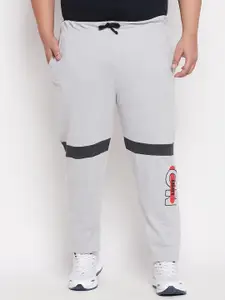 bigbanana Men Plus Size Grey Solid Track Pant