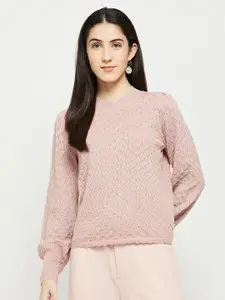 max Women Peach-Coloured Pullover